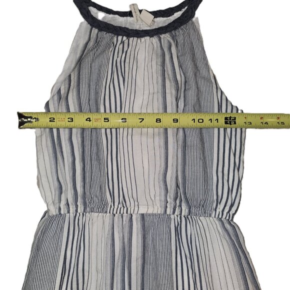 Japna Blue & White Halter Maxi Dress Ruffled Hem Elastic Waist UnderSkirt Sz M - Picture 9 of 12